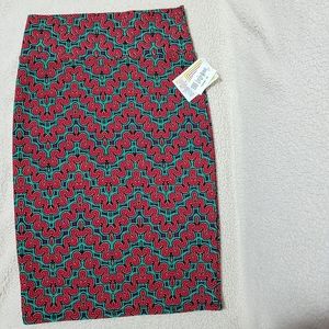 LULAROE Pencil Skirt Print Cassie NEW Size M Teal Highlights
